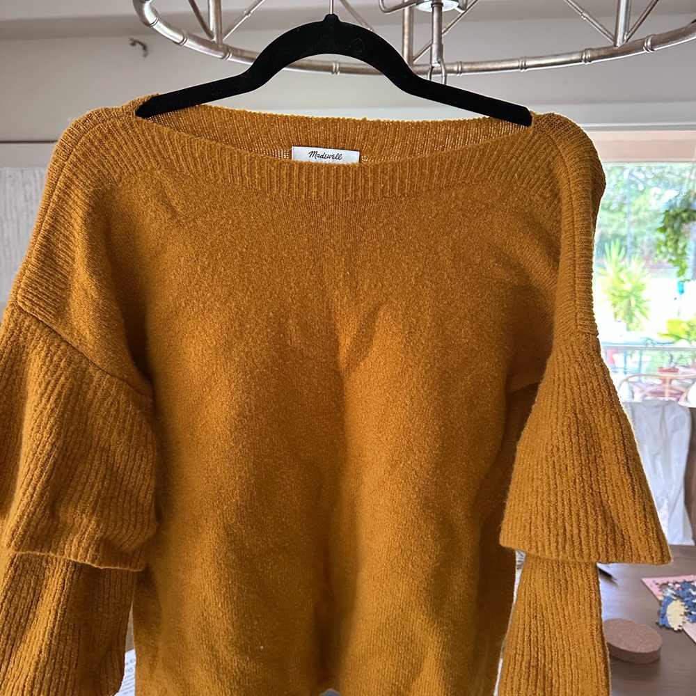 Madewell Off-the-Shoulder Sweater in Mustard